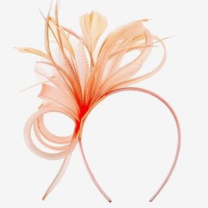 Gorgeous Peach Fascinator Side Loop Feathers Wedding Tea Party Brunch Derby NWT